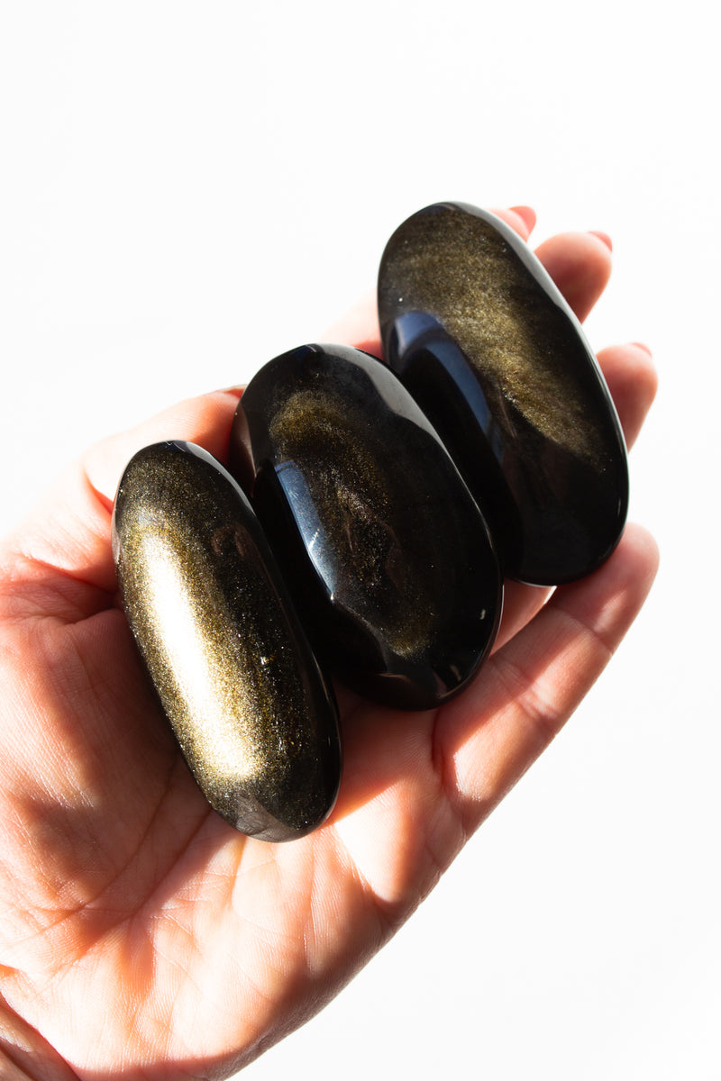 Golden Obsidian Palm Stones - Apothecary Co.