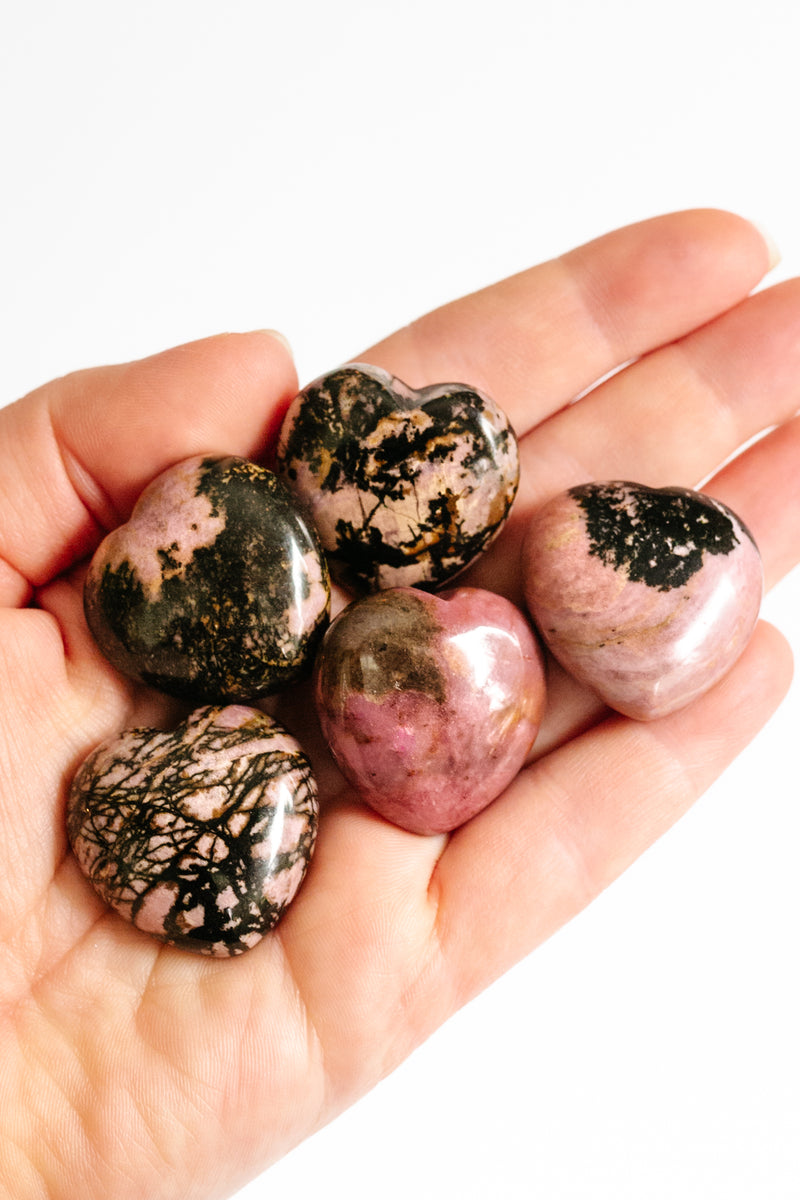 Rhodonite Reiki Crystal Heart - Apothecary Co.