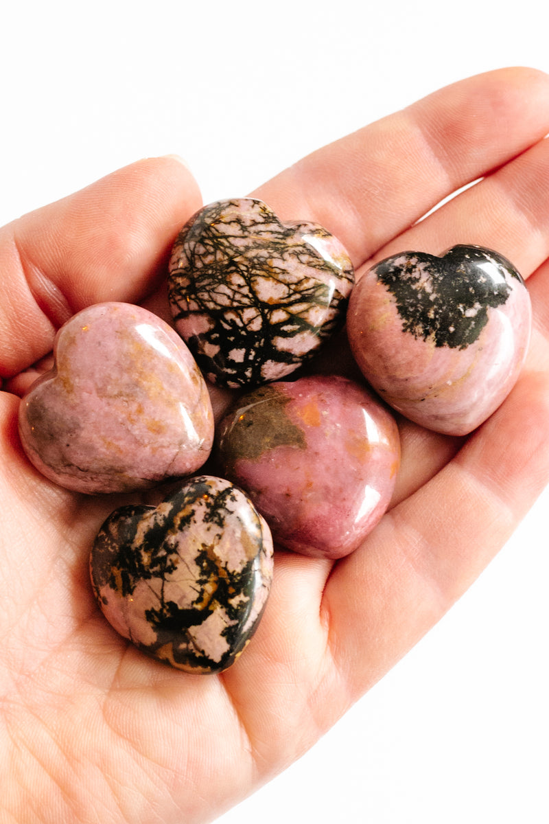 Rhodonite Reiki Crystal Heart - Apothecary Co.