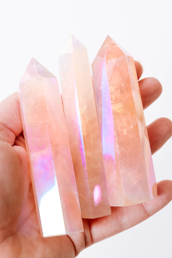 Angel Aura Rose Quartz Point - Apothecary Co.