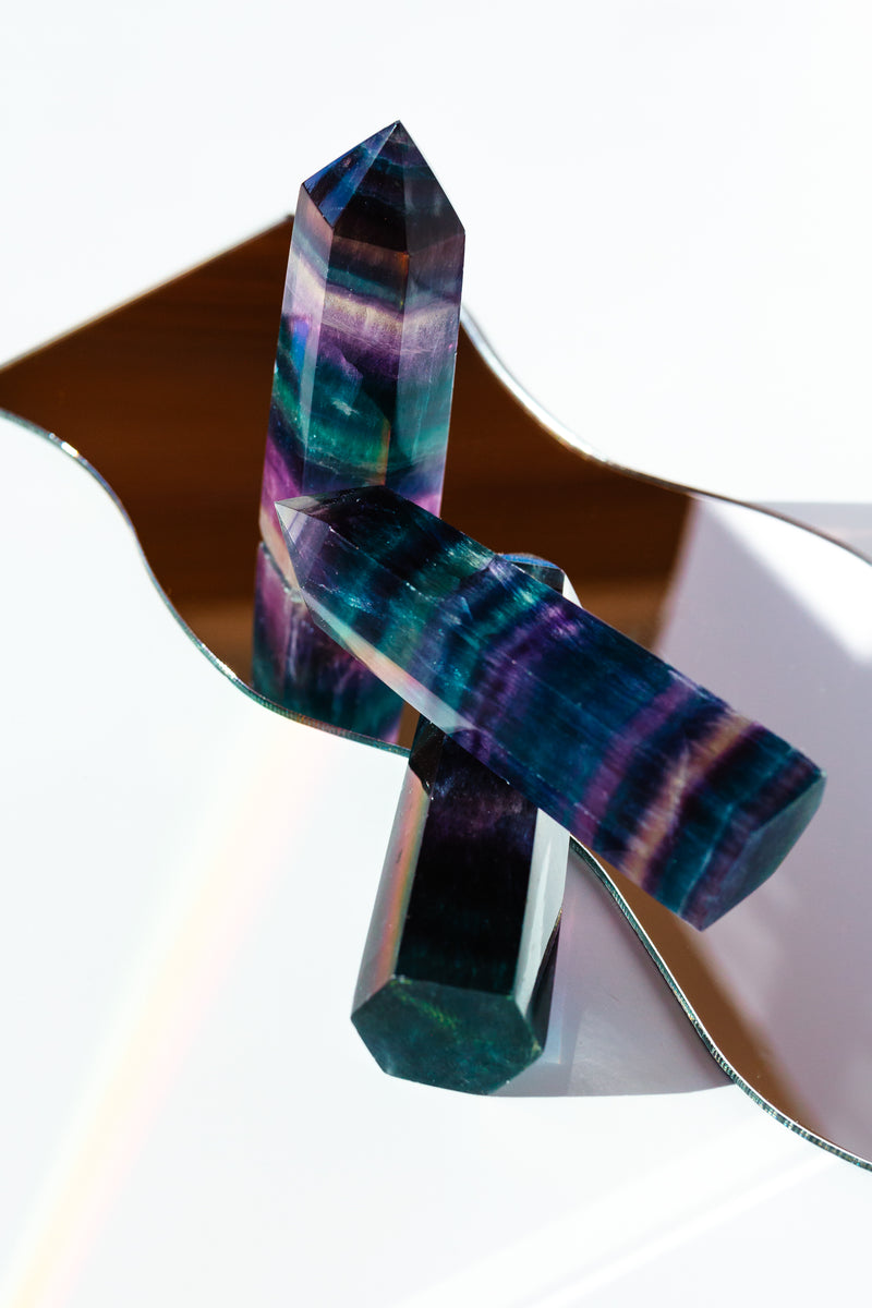 Rainbow Fluorite Crystal Point - Apothecary Co.