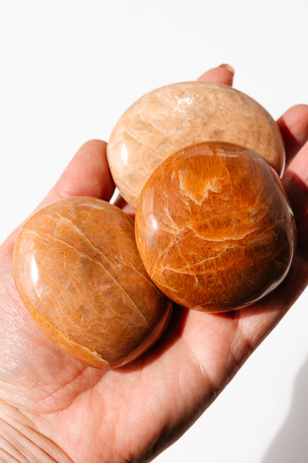 Peach Moonstone Palm Stone - Apothecary Co.