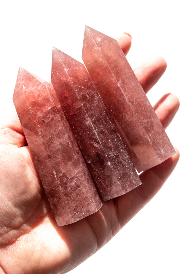 Red Aventurine Strawberry Quartz Polished Point - Apothecary Co.