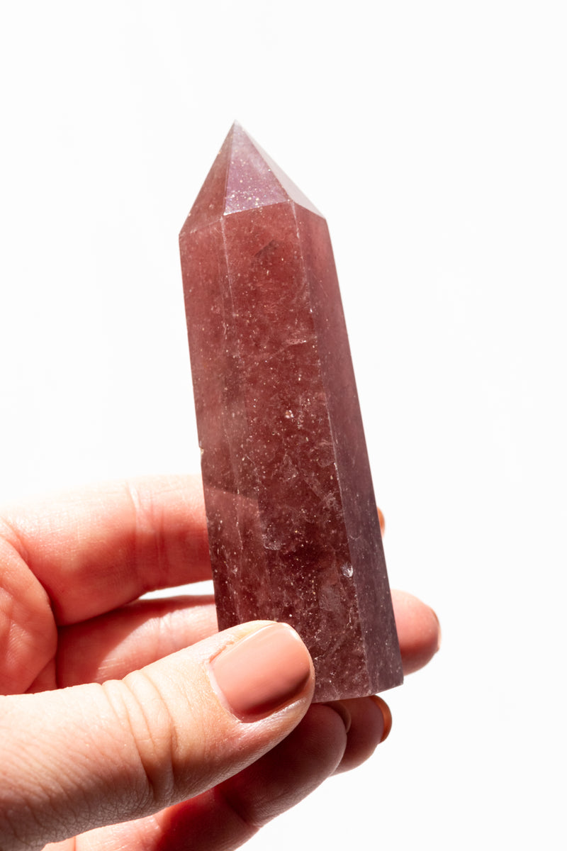 Red Aventurine Strawberry Quartz Polished Point - Apothecary Co.